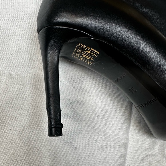 Balenciaga Black Leather Pointed Toe Studded Lace Up Ankle Boots Size 36 - Picture 4 of 8